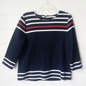Talbots Red White&Blue Shirt sz L Sweater